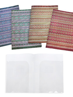 แฟ้มพับ A4 มีช่องใส่เอกสาร พิมพ์ลายผ้าไทย