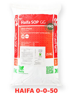 K2SO4 Potassium Sulphate SOP ปุ๋ยเกล็ด Haifa SOP (0-0-51+18S) ปุ๋ยหวาน โปตัสเซียมซัลเฟต ไฮฟ่า บรรจุ 25 กิโลกรัม