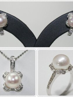 ชุดเซ็ตตัวเรือนไข่มุกแท้ ดอกไม้