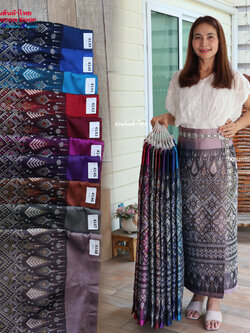 18C-49 ผ้าถุงสำเร็จรูปแบบป้ายข้างติดตะขอ ทอลายทั้งผืน ผ้าไหมสังเคราะห์ ฝ้ายแกมไหม ผ้าฝ้าย