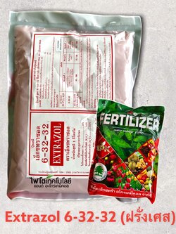 ปุ๋ยเกล็ด เอ็กซทราซอล Engrais Soluble (ฝรั่งเศส) สุตร Extrazol 6-32-32 แบบผงละเอียด เพื่อการสะสมอาหารและบำรุงดอกผล บรรจุ 1 กิโลกรัม