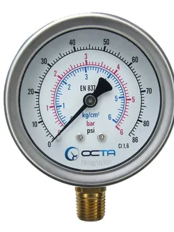 "OCTA" PRESSURE GAUGE BRASS BOTTOM (GB100)