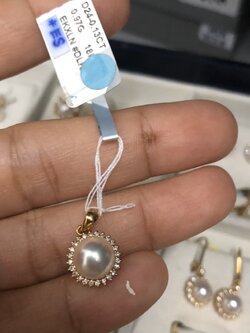 จี้ไข่มุกอะโกย่าญี่ปุ่นแท้ 8-8.5 มิล กลม ตัวเรือนทอง 18k เพชรแท้น้ำ 97-99