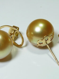 ต่างหูไข่มุก south sea 11-12 มิล ตัวเรือน 18k สีทอง เกรด AAA