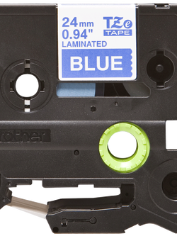 เทปพิมพ์อักษร BROTHER 24 mm. - อักษรขาวพื้นน้ำเงิน TZE-555