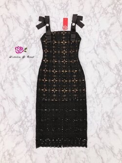 VA Dress เดรสลูกไม้สายเดี่ยวโบว์แสนสวย