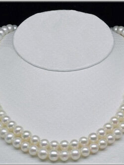 สร้อยคอไข่มุกแท้ 6-7 มิล กลม สีขาว แบบ 2 เส้น AAA