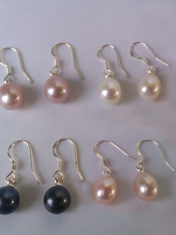 ต่างหูไข่มุกแท้ ก้านเงิน ทรงไข่-บาร๊อค 7.5-8 มิล หมดค่ะ