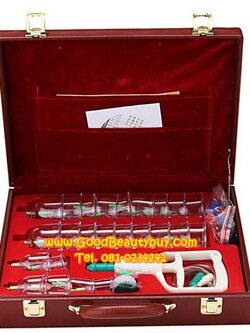 ชุดครอบแก้วสุญญากาศ ถ้วยดูดสุญญากาศ Chinese suction cupping Kit (กระเป๋าหนังชุดใหญ่ 24pcs)