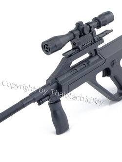 ปืนอัดลมพลาสติก Steyr Aug ยาว 60 เซนติเมตร หนัก 321 กรัม ชักยิงทีล่ะนัด ใช้กระสุนพลาสติกขนาด 6mm