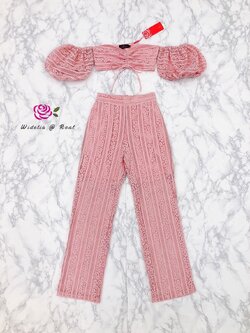 Korea Set เซ็ทเสื้อแขนพองกับกางเกงขายาวสุดแซ่บ