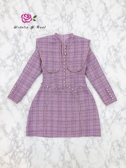 Korea Dress เดรสแขนยาวแสนสวย เนื้อผ้าทวีตสีม่วง