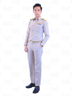 ชุดข้าราชการสีกากี-ชาย แขนยาว