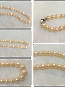 สร้อยคอไข่มุกแท้ 8.5 - 9.5 มิล กลม สีส้มอ่อน