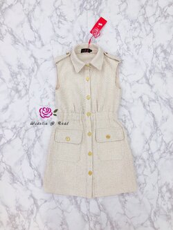 ลาบูทิค Dress เดรสแขนกุดแสนสวย เนื้อผ้าทวิตอย่างดี (ครีม)