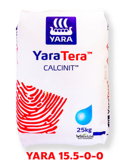 Ca(NO3)2 Calcium Nitrate ปุ๋ยเกล็ด YaraTera CALCINIT (15.5-0-0+26.3CaO) ยาร่า จีเกรด สำหรับระบบน้ำ บรรจุ 25 กิโลกรัม