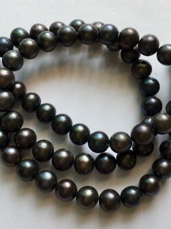 สร้อยคอไข่มุกแท้ 7-8 มิล กลม สีดำ(ย้อมสี) AA+