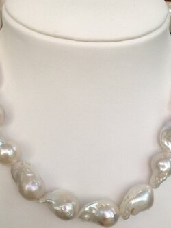 สร้อยคอไข่มุกแท้ รูปทรงธรรมชาติ ขนาดใหญ่ 15-18 มิล
