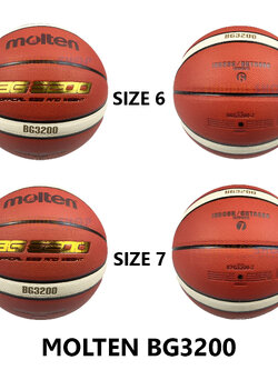 (ของแท้ 100%) บาสเกตบอล ลูกบาส Molten รุ่น BG3200 ลูกบาสหนัง PU เบอร์ 6/เบอร์ 7 indoor/outdoor ทนปูน