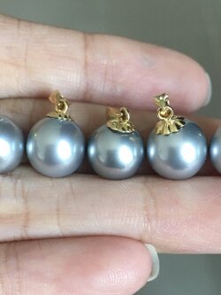 จี้ไข่มุก south sea 9-10 มิล ตัวเรือน 18k สีเทา เกรด AAA