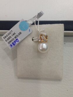 จี้ไข่มุกอะโกย่าญี่ปุ่นแท้ 8.5 มิล กลม ก้าน 14k yellow gold เพชรแท้น้ำ 97-99