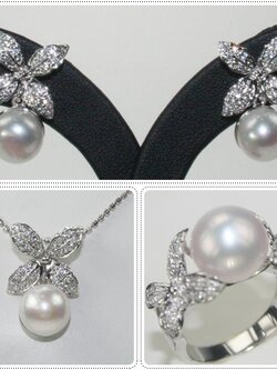 ชุดเซ็ตตัวเรือนไข่มุกแท้ ดอกไม้