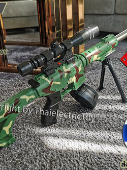 ปืนอัดลมพลาสติก M55 ชักยิงทีล่ะนัด มีขาทราย หนัก 483 กรัม ยาว 68 ซม. มีเลเซอร์ ใช้ลูกกระสุนพลาสติก 6 มิล