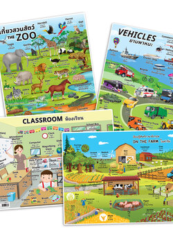 โปสเตอร์ความรู้ ชุดคำศัพท์ใช้บ่อย ไทย-อังกฤษ ขนาด A4