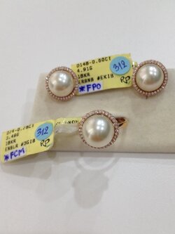 เซ็ตไข่มุก south sea 10-11 มิล ตัวเรือน พิ้งโกล 18k สีทอง เพชรแท้ น้ำ 97 เกรด AAA