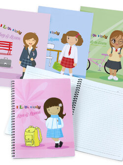 สมุดเขียน B5 ปกพลาสติก ลาย I Love Study