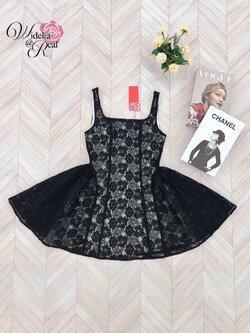 Korea Dress เดรสสายเดี่ยว ด้านหลังร้อยเชือกผูกโบว์ (ดำ)