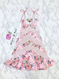 เวินเทจ Maxi dress แม็กซี่เดรสตัวยาวสายเดี่ยวแสนสวย (ชมพู)