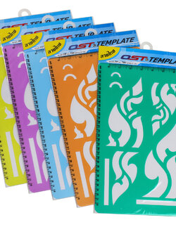 แผ่นประดิษฐ์ลายไทย เทมเพลตลายไทย ลายกนกสามตัว