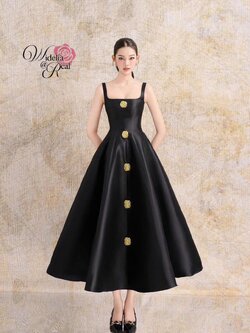 Korea Maxi dress เดรสสายเดี่ยว กระดุมทองเม็ดใหญ่