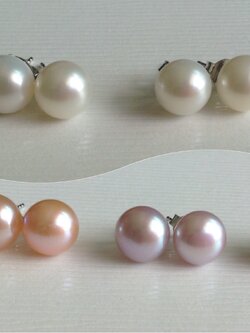 ต่างหูไข่มุกแท้ 10-10.5 มิล ก้านเงินแท้ มุกซาลาเปา