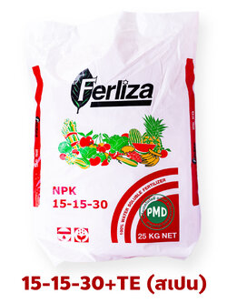 ปุ๋ยเกล็ด เฟอร์ลิซ่า Ferliza (Tarazona สเปน) สุตร 15-15-30 +ChelateTE สำหรับบำรุงผล บรรจุ 25 กิโลกรัม