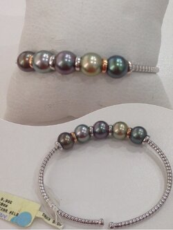 กำไลข้อมือไข่มุก south sea 9.6-10 มิล AAA คละสี ตัวเรือน 18k