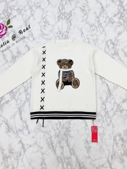 Korea Sweater เสื้อกันหนาวสุดน่ารัก ช่วงอกลายน้องหมีโครตน่ารัก