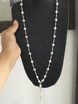 สร้อยคอไข่มุก south sea และ ไข่มุก Akoya japan ขนาด 9-10,7-7.5 มิล ร้อยสลับเม็ดเงินแท้ ความยาว 32 นิ้ว