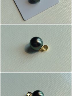 จี้ไข่มุก south sea 10-11 มิล ตัวเรือน 18k สีดำอมเขียว เกรด AAA