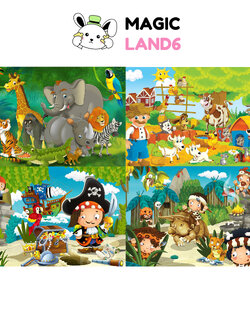 Jigsaw Puzzle 54 ชิ้น แผ่นขนาด L ตัวต่อจิ๊กซอว์แบบแผ่น มีถาดรอง ลายทั่วไป ภาพการ์ตูน Thanaroj MagicLand6