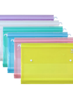 แฟ้มแขวนพลาสติกฝาปิดติดกระดุม F4