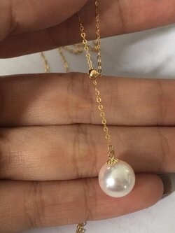 สร้อยทอง 18K พร้อมมุกอะโกย่าญี่ปุ่นแท้