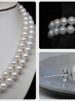 ชุดไข่มุกแท้ สร้อยคอ และ สร้อยข้อมือ แบบ 2 ชั้น 6-7 มิล TOP GRADE