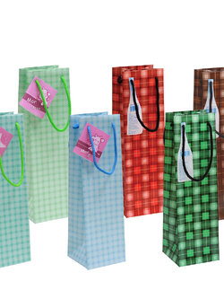 Plastic Bottle Bag with rope handle Plaid pattern