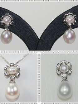 ชุดเซ็ตตัวเรือนไข่มุกแท้ ดอกไม้