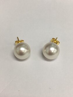 ต่างหูไข่มุก south sea 10-11 มิล สีขาว เกรด AAA ก้าน 14k