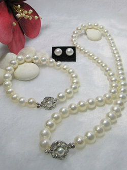 ชุดไข่มุกแท้ สร้อยคอ และ สร้อยข้อมือ 7-8 มิล AA (หมดชั่วคราวค่ะ)