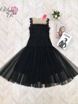 Korea Dress เดรสตัวยาว แขนกุด ช่วงบนเนื้อผ้าลูกไม้ปักเลื่อม