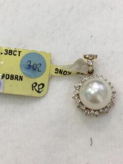 จี้ไข่มุกอะโกย่าญี่ปุ่นแท้ 9 มิล กลม ตัวเรือนมีทั้ง 18k ทองและทองขาว เพชรแท้น้ำ 97-99